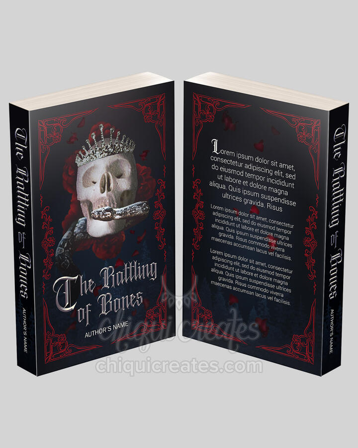 Premade gothic or dark romance book cover using free commercial use stock photos and paid, licensed font &amp; frame clipart elements